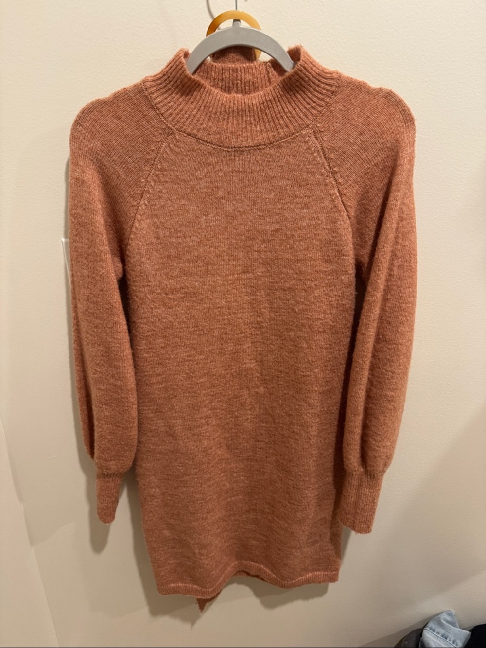 Women’s Cozy Mock Neck Sweater Dress - Rust